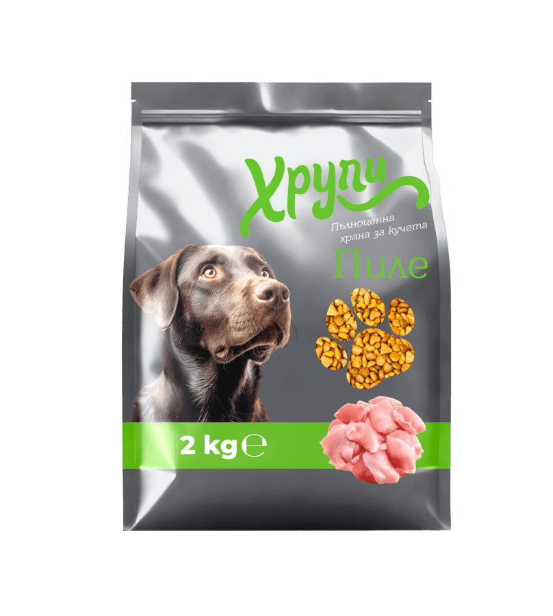 Хрупи храна за кучета Пиле 2 kg